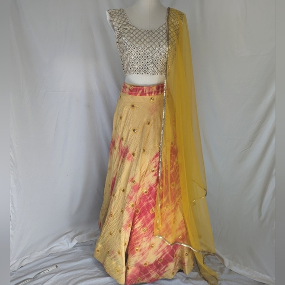 Elegant Yellow and Pink Women's Dress